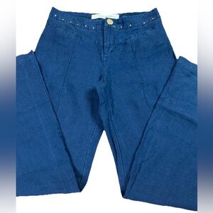 Anthropologie Daughters of the Liberation Wide Leg Pants Women's Sz 6 Blue Linen